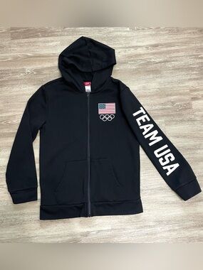 United States Olympic Team USA Apparel Full Zip Black Hoodie Jacket Youth XL